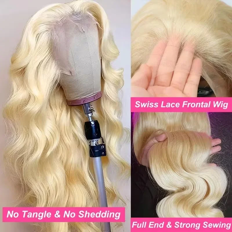 Body Wave 613 Blonde 13x4 Hd Lace Front Human Hair Wigs 220% Density Brazilian Pre Plucked Loose Body Wave 13x4 Lace Frontal Wig 4