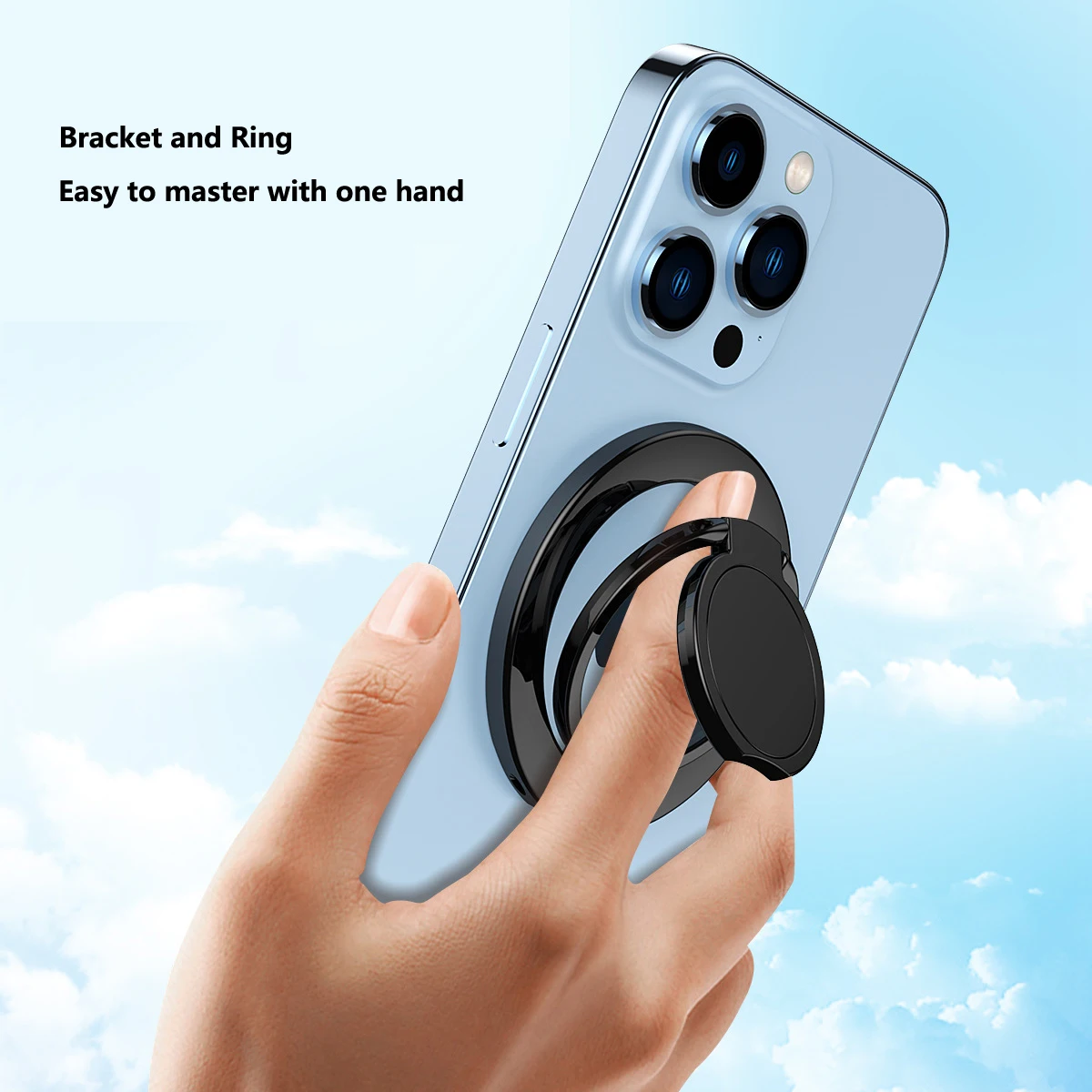 Electroplated Magnetic Metal Folding Phone Ring Holder - Durable Rotating Design with Strong Grip