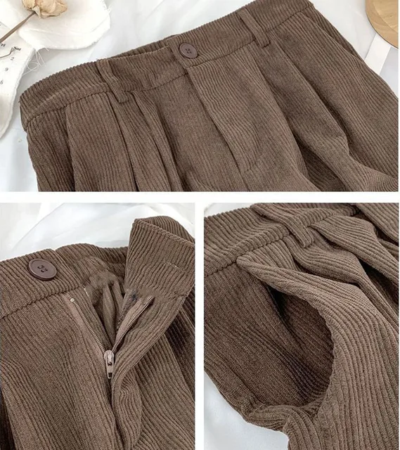 2色 ストレートパンツ レトロ コーデュロイ ハイウエスト ルーズ 女性用コーデュロイパンツ,ハイウエスト,レトロ,ストレート