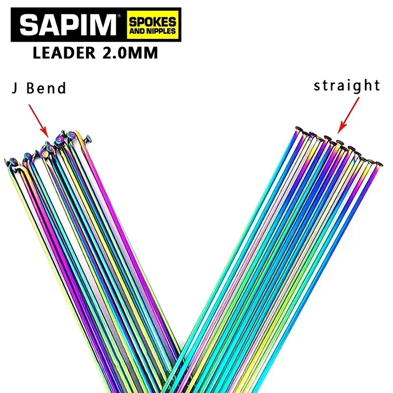 Bike Accessories Bicycle Spokes Sapim 2.0mm bicycle spokes j-bend/straight pull Rainbow color bikes with copper cap spokes Can choose any length below 310mm