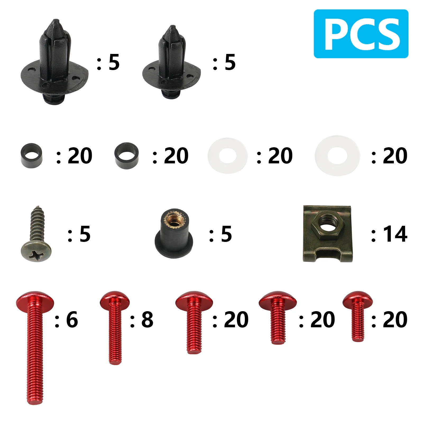 190PCS M5 M6 Complete Fairing Bolts CNC Screw For Honda Honda CBR600RR CBR1000RR CBR 600 F2 F3 F4 CBR 600 RR 1000 RR