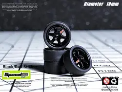 SpeedCG 1/64 ABS Wheels with Rubber Tire Type D Modified Parts Diameter 10mm For Model Car Racing Vehicle Toy Hotwheels Tomica