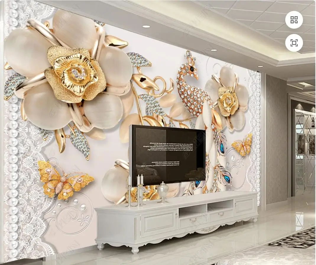 

3d photo wallpaper custom mural Luxury and Noble Jewelry Peacock Flower background living room home decor wallpaper for walls 3d