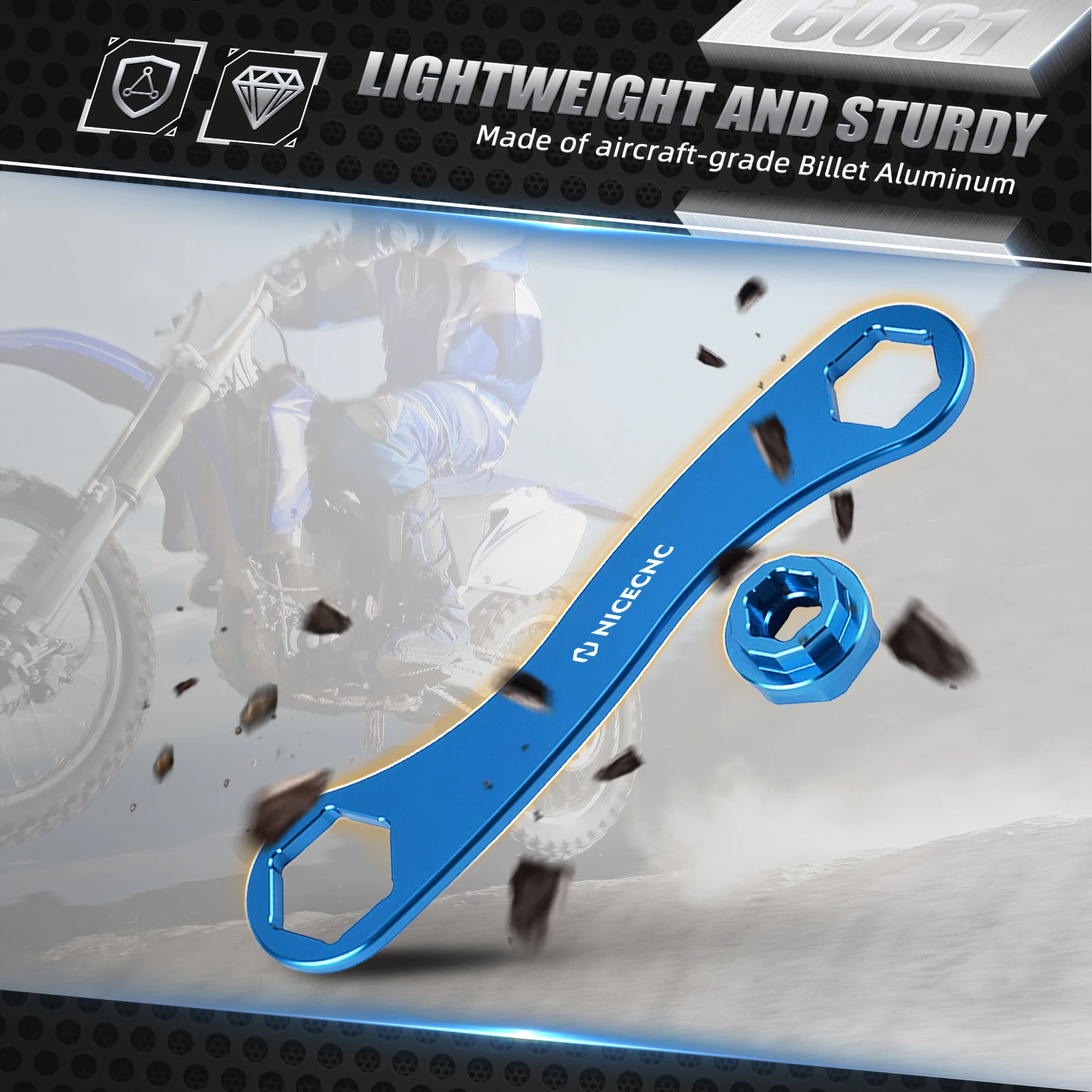NICECNC Für Yamaha YZ125 YZ250 YZ250F YZ450F WR250F WR450F YZ250X YZ450X YZ 250FX 450FX 1996-2024 Achsschlüssel Werkzeugschlüssel – Detail 2