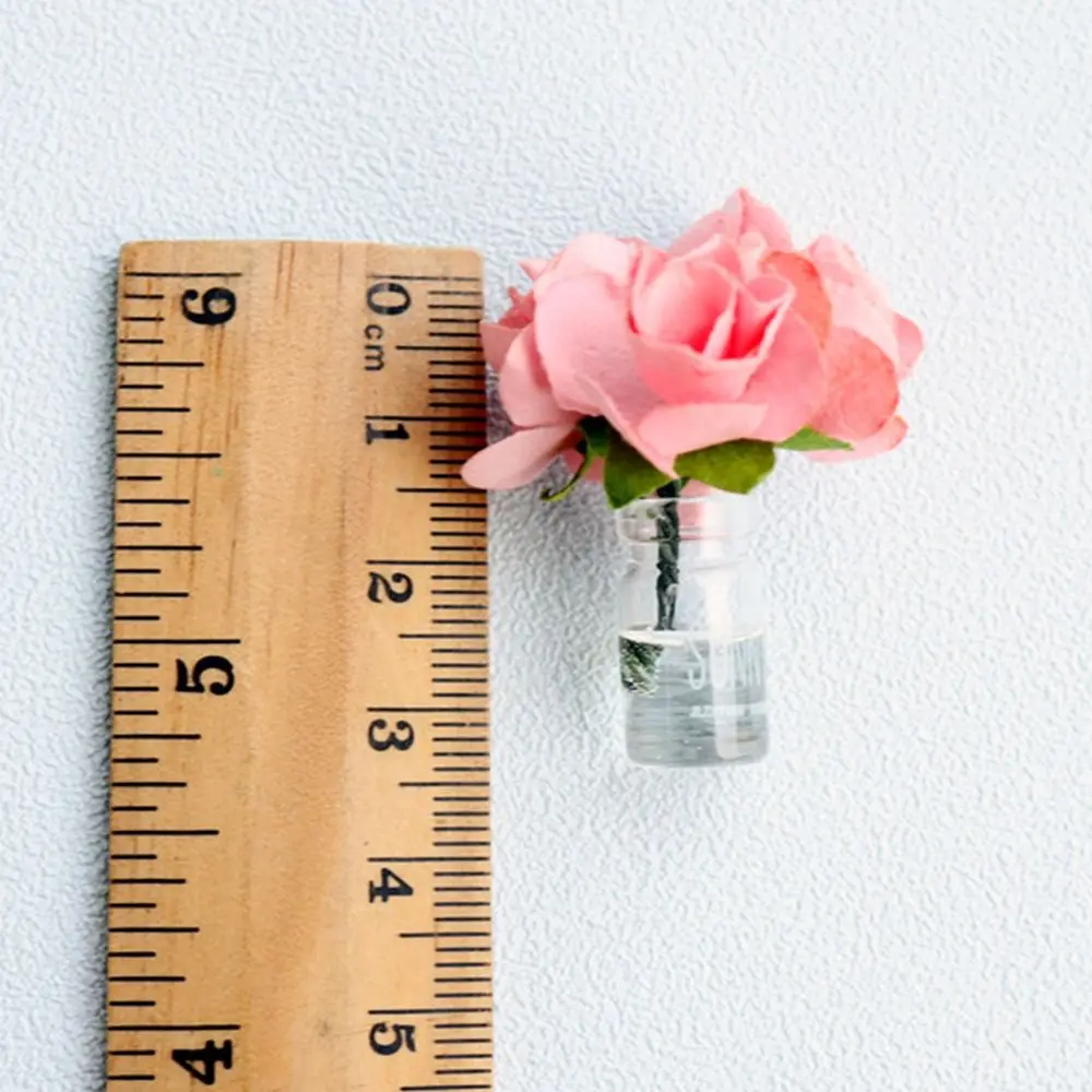 Miniature Multicolor Glass Flower Vase for Dollhouse Decor