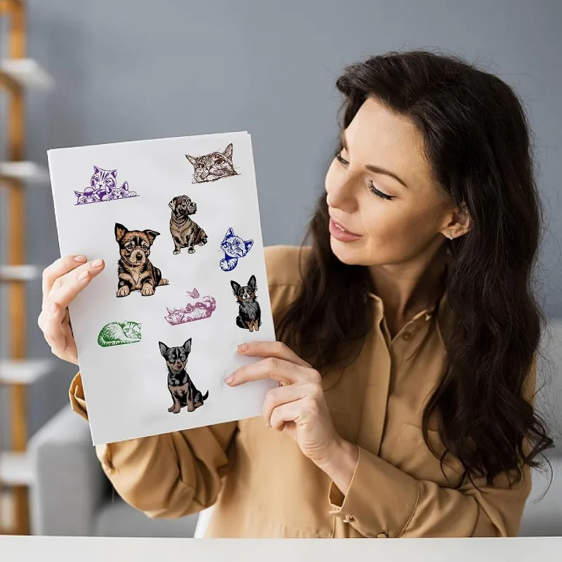 1Set Cat Clear Stamps Animal Retro Transparent Silicone Stamp Seals For Journaling Card Making DIY Scrapbooking Photo Album