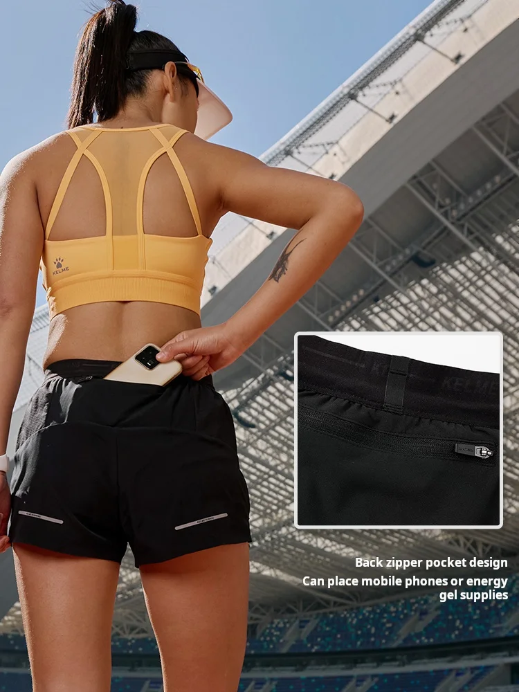 Kelme Women's Marathon Shorts Yoga Quick-drying Cropped Pants Professional Fitness Sports Shorts Outdoor Breathable Running Pant 4