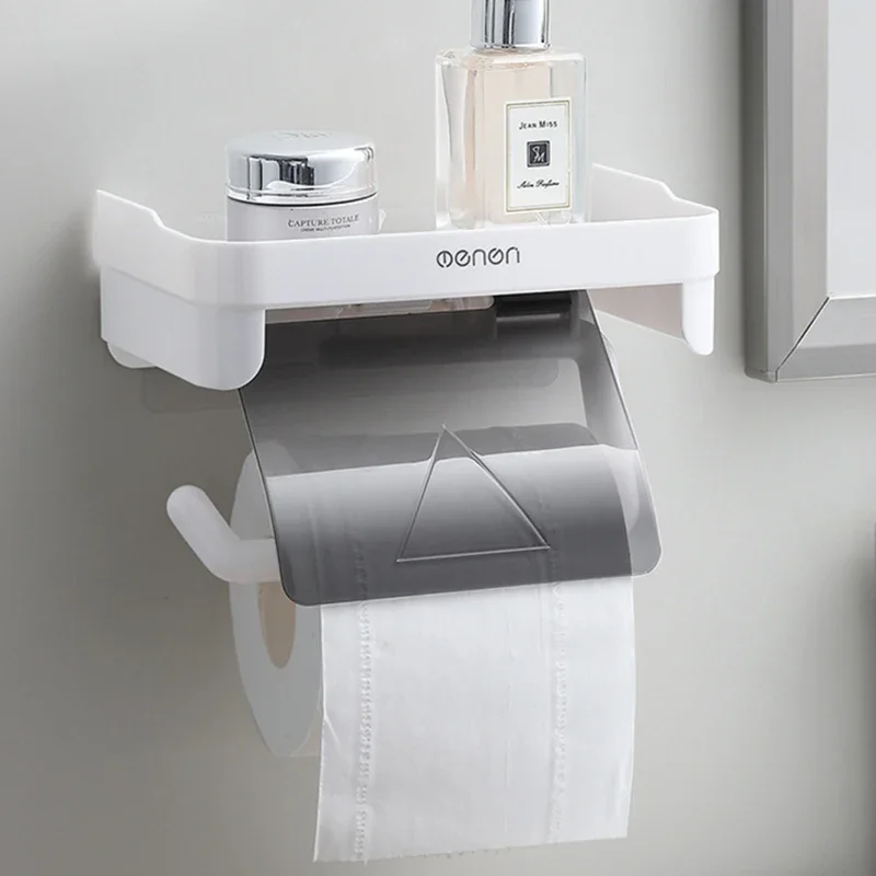 Tissue Holder Tissue Organizer Wall-mounted Waterproof Multifunction Without Drill Top Sundries Storage Bathroom Accessories Toilet Shelf