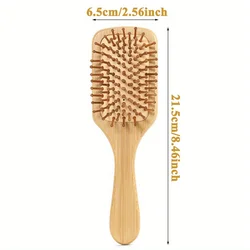Eco-Friendly Bamboo Hair Brush with Air Cushion for Scalp Massage and Anti-Static Tangle-Free Styling (M Square Comb)