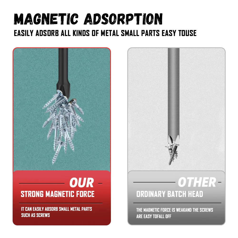 Magnetic screwdriver bits Cross PH2 High Hardness 4/5/6pcs 60/70/90mm Anti Non-slip
