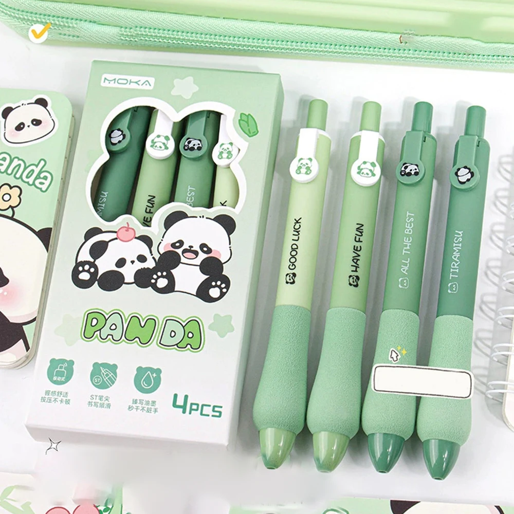 0.5mm Cute Cartoon Capybara Panda Erasable Pressing Quick Drying Pen Fashion Signature Writing Tools 4Pcs