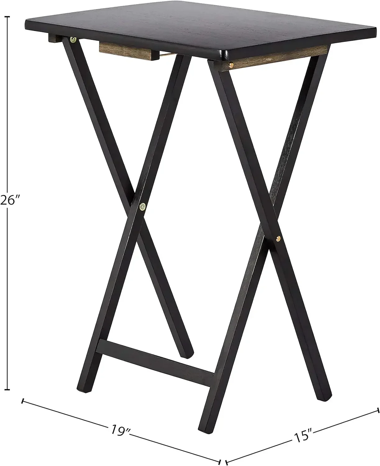 Classic Black TV Dinner Folding Tray Tables with Storage Rack – Set of 4, 15" x 19" x 26" 5