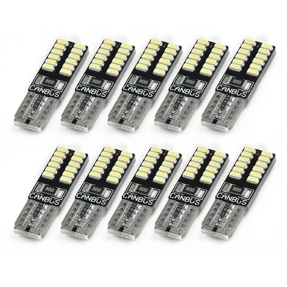 10pcs 2.4W DC12V 194 W5W T10-3014-24SMD 6500K White LED Canbus Error Free Car Width Reading Instrument  License Plate Lights