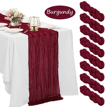 Burgundy Cheesecloth Table Runner 1