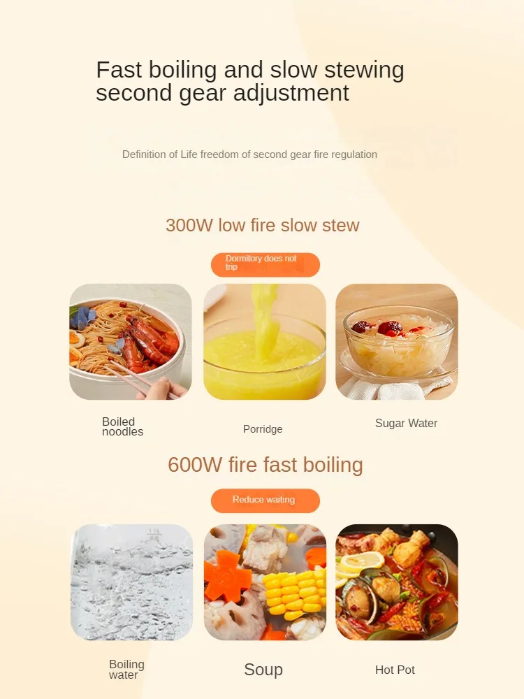 220V Non-stick Electric Cooker Automatic Multi Cooker Household 1500ML Hotpot Mini Cooker 4