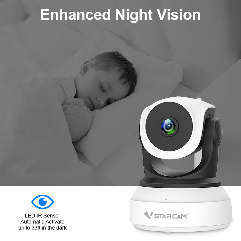Vstarcam HD 1080P IP Camera Security Camera Wireless Baby Monitor Video Baby Monitor indoor Wireless Wifi Security Cameras Night Vision AI Human Detection Home Security Baby Monitor