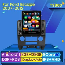 Radio Multimedia con GPS para coche, Radio con reproductor de vídeo, 2 DIN, pantalla Tesla, Android 11, 8G + 128G, estéreo, para Ford Escape 2007 - 2012