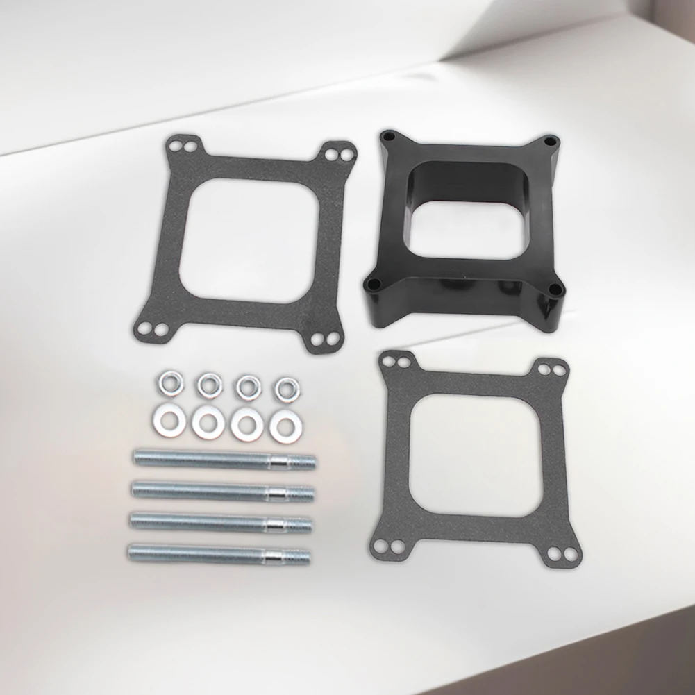 Open Phenolic Carburetor Spacer with Gasket Screws Kit Black Carb Spacers Square Open Center Carb Spacer for Holley 4150/4160