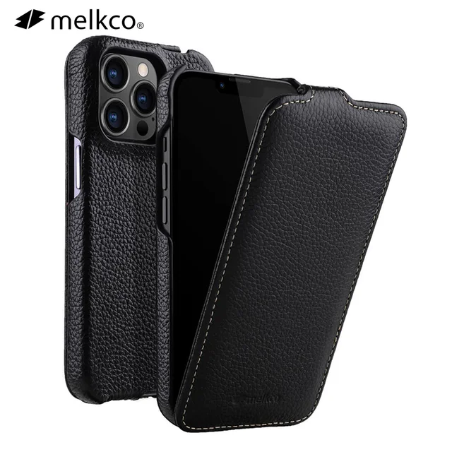 Melkco 진짜 가죽 케이스 아이폰 15 프로 맥스 14 13 12 미니 11 비즈니스 럭셔리 진짜 암소 플립 휴대폰 가방 커버