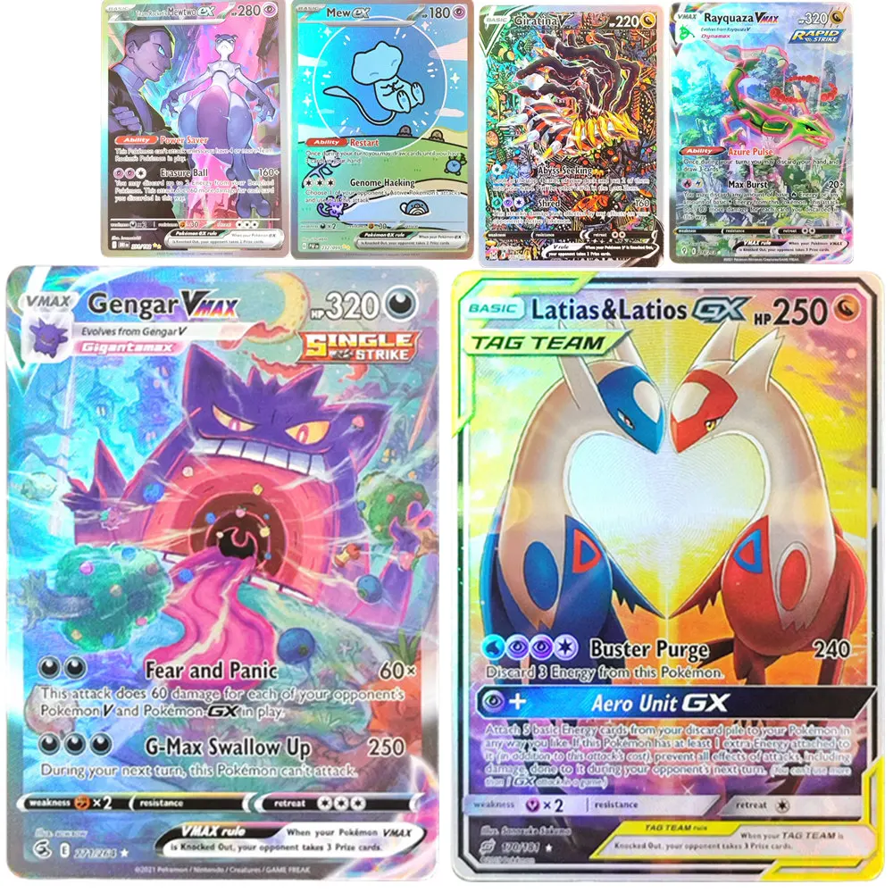 PTCG Foil Proxy English Gengari Rayquaza Vmax Giratian Lugia V Mew Latias Latios EX Collectibles Trading Card Game