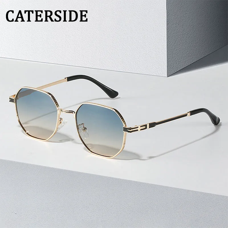 

CATERSIDE 2021 New Octagonal Sunglasses Men Trendy Vintage Steampunk Hip Hop Oval Sun Glasses Retro Metal Unisex Eyewear UV400