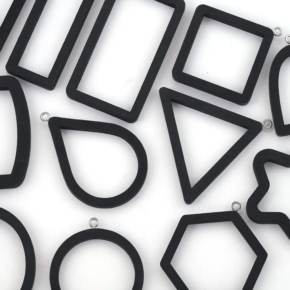 10Pcs Fashion European Style Earrings Charms Frame DIY Resin Tray Epoxy UV Connectors Wood Earrings Jewelry Making Supplies