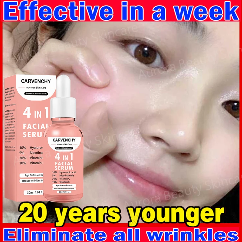 Ser facial antirid 4 în 1, albire, îndepărtează petele întunecate, micșorează porii, hidratant anti-îmbătrânire, hrănește îngrijirea pielii coreeană_voghion.com