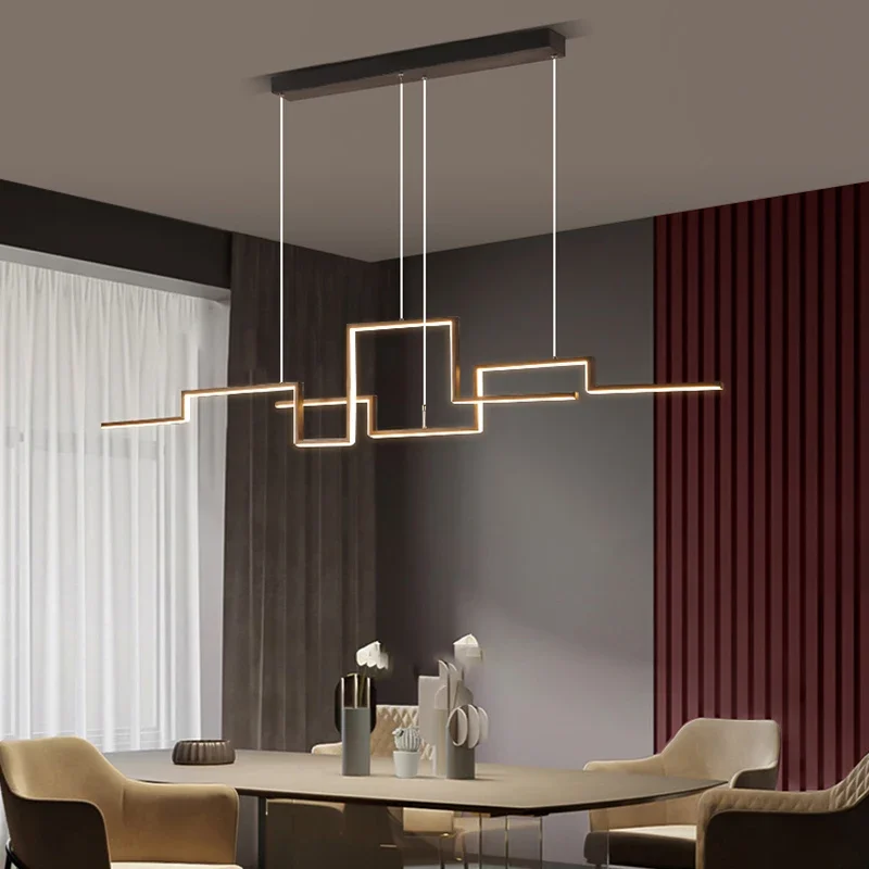 Nordic Geometry Chandeliers Minimalist Black Lighting Living Dining Room Deco Hanging Lamp Restaurant Kitchen Island Bar Fixture