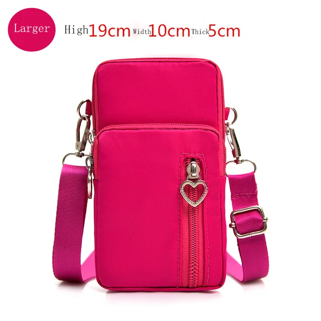Universal Mobile Phone Bag For Samsung/iPhone/Huawei/HTC/LG Case Wallet Outdoor Sport Arm Purse Shoulder Bag Women Phone Pouch Larger Rose