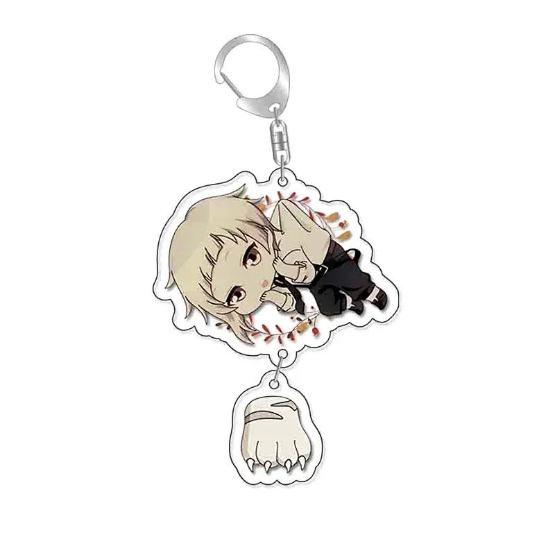 Anime Bungo Stray Dogs Dazai Osamu Keychain Nakajima Atsushi Edogawa Rampo Cute Keyring Bag Accessories Baji Decoration