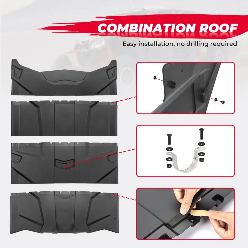 KEMIMOTO UTV Combination Hard Roof Top #715003750 for Can Am Maverick X3 Max X DS RS MR TURBO RR 2017-2024 4 Doors