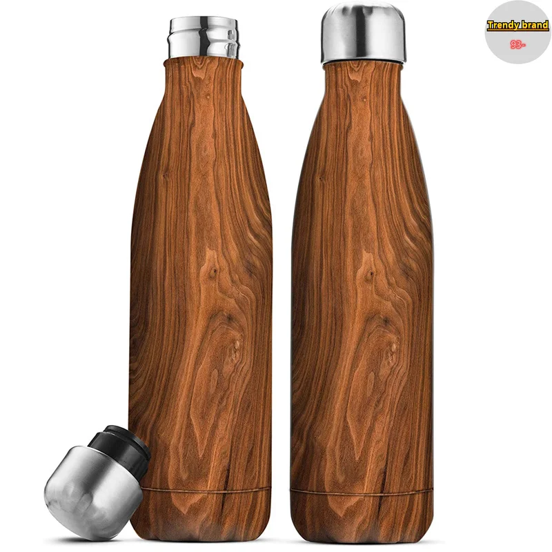 

Realme 500ml Thermos Water Bottle Wood Insulated Stainless Steel Metal Water Bottles with Lid Insulated Flask Sport Thermal