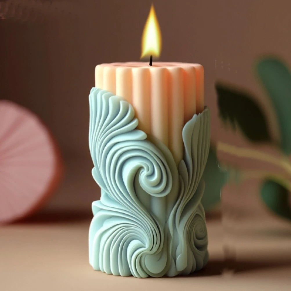 English letter pattern relief cylinder candle silicone mould lace flower cylinder resin mold wavy concrete gypsum molds