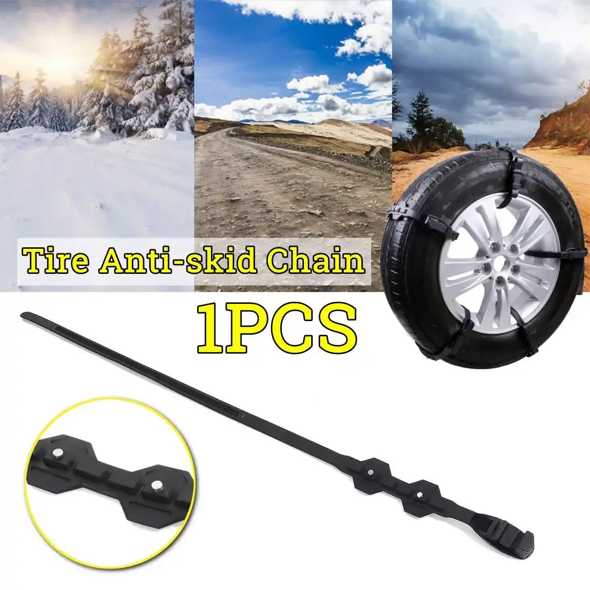 

1PCS TPU Auto Tire Snow Chain Anti-Skip Belt Safe Driving For Snow Ice Sand Muddy Offroad For Car SUV VAN Wheel