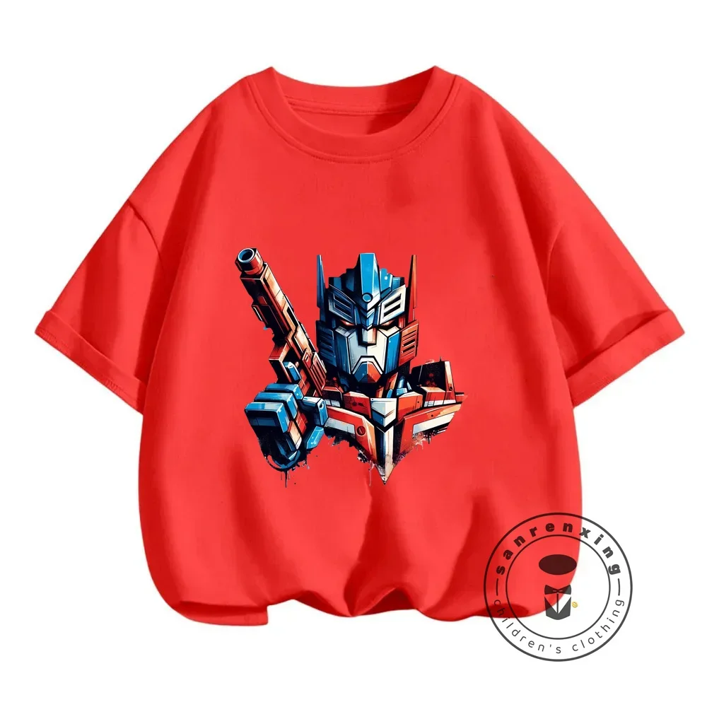Hot Movie Transformers for Summer Coolness Boys' Elastic Prints on O-neck T-shirts Affordable Street Style for Children 2