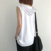 Women's Clothing Casual Loose Sleeveless Hoodies Summer New Solid Color Fashion Basics Pockets Patchwork Sweatshirts for Female 1