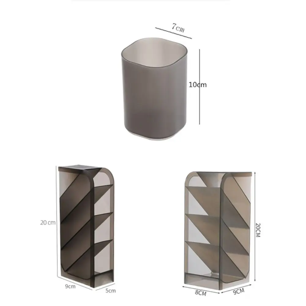 Transparent Frosted Oblique Insertion Pen Holder Simpl Desktop Organizer Multifunctional Stationery Makeup Brush Storage Bucket 6
