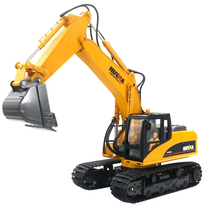 Huina 1535-1 합금 원격 제어 굴삭기 엔지니어링 차량, 그랩 드릴 비트 포함 원격 제어 장난감, 2.4g1:14, 15ch