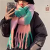 Mohair Rainbow Winter Plaid Cashmere Scarf Shawl Wrap Chequered Scarves Necks Warm Long Tassel Thicker bufanda invierno mujer 2