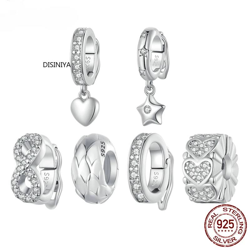 

925 Sterling Silver Infinite Love Buckle Spacer Bead Heart-Shaped Silicone Clasp for Bracelet DIY Jewelry Gift Making