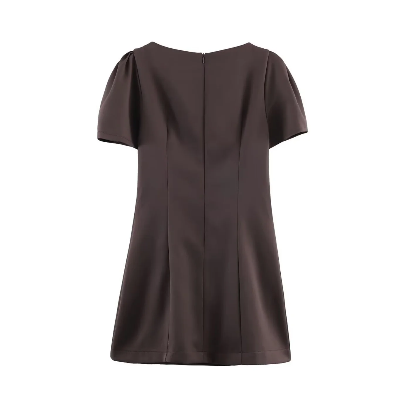 Women's Summer New Mini Dress Female O-Neck Pleated Bubble Short Sleeved Dress Fashion Slim Fit Elegant Lady OL Short Dresses