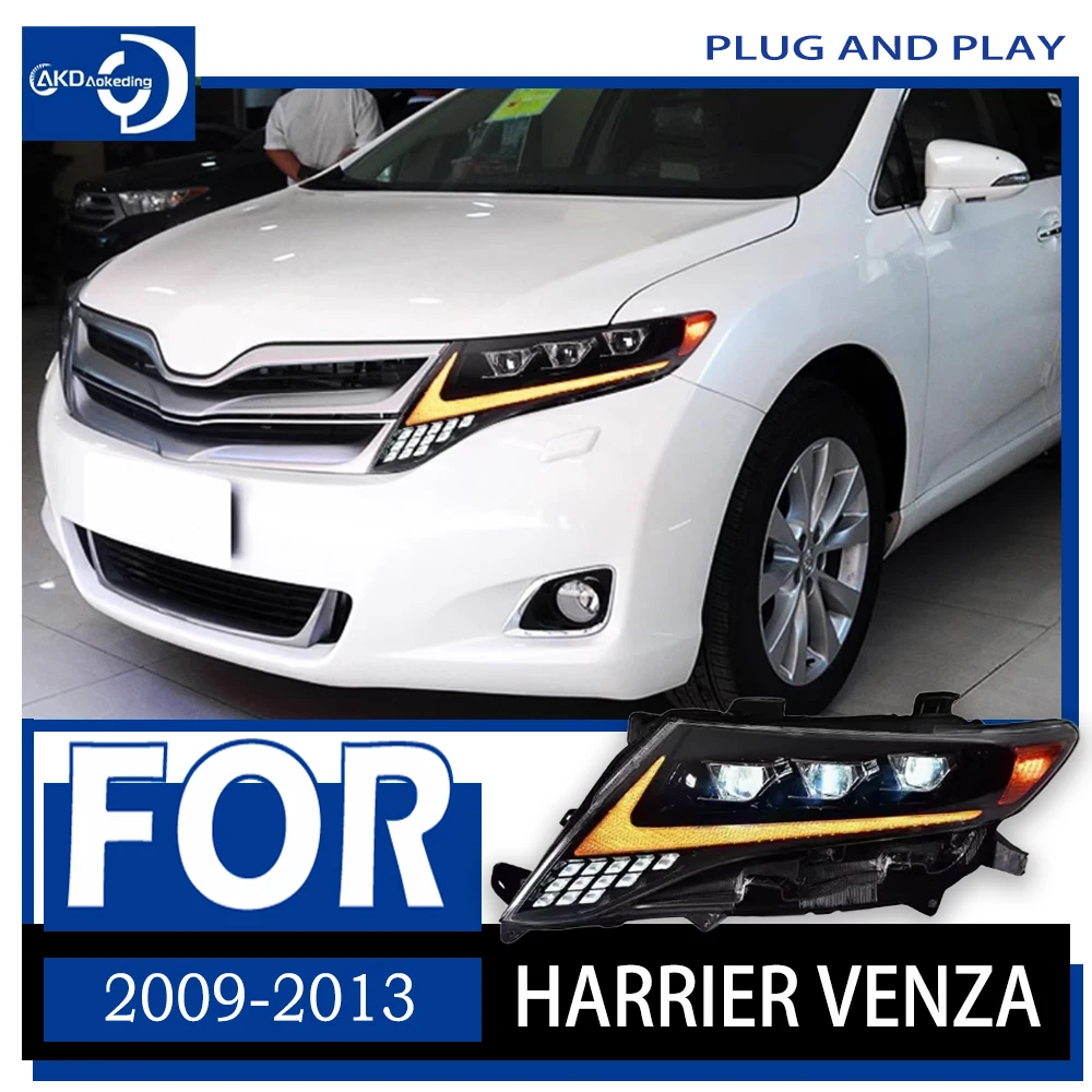 

Стайлинг автомобиля, передняя фара для Toyota Harrier Venza, фары 2009-2013 светодиодный, передняя фара DRL, объектив проектора, автомобильные аксессуары