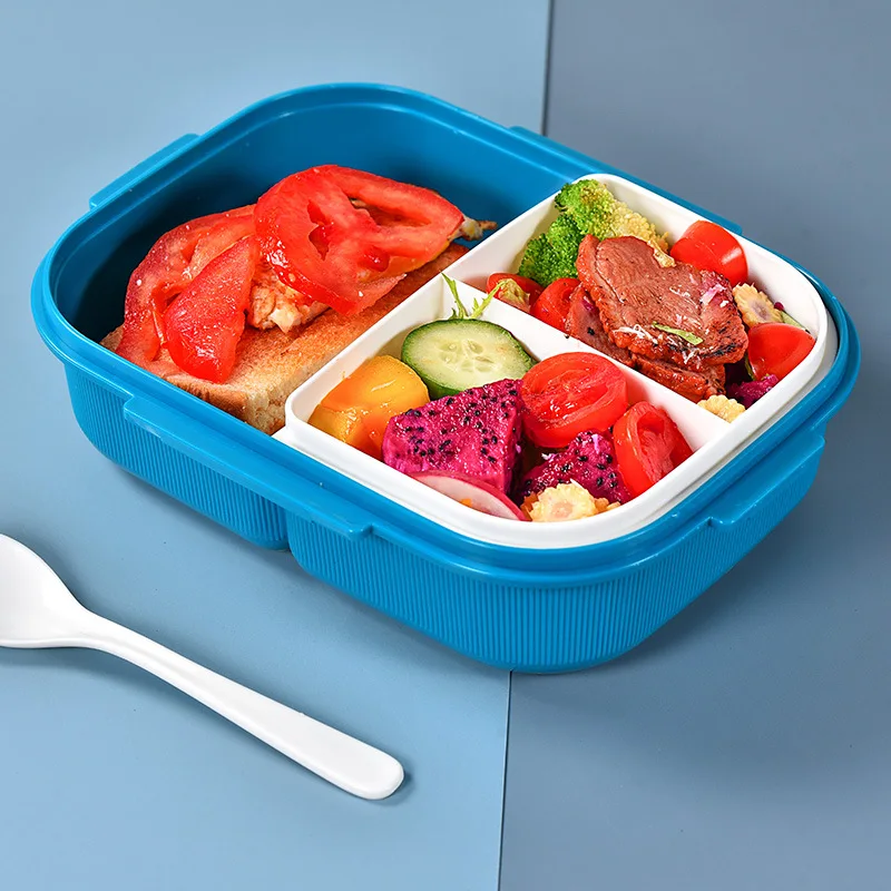 900ml Airtight 3 Compartment Bentol Lunch Box Plastic with Divider and  Portable Lunch Bag