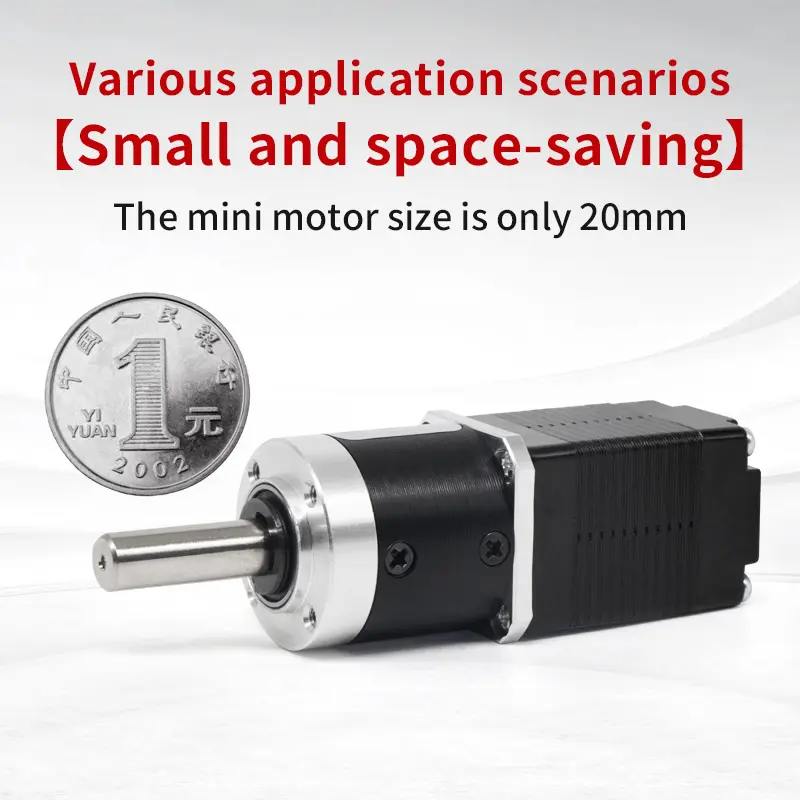 UMOT Mini Small Micro DC 20mm Nema8 Planetary Geared Stepper Motor with Output Torque 0.67-6Nm Gearbox Ratio 1:3.7-1:369 Reducer image 5