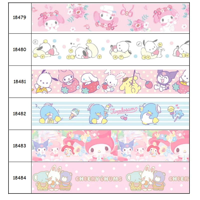

DHK 50yards Japan Cartoon Kawaii Printed Grosgrain Ribbon Accessories Material Headwear Decoration DIY Sewing Craft S2057