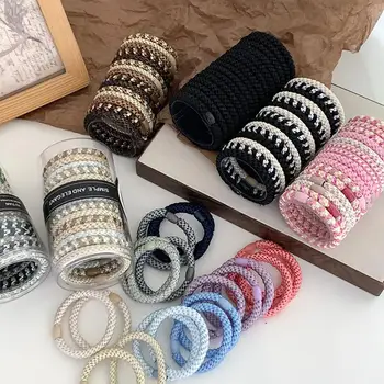 15 pezzi di fasce per capelli intrecciate ad alta elasticità per cravatte per capelli da donna, elastici di base, accessori per fasce per coda di cavallo alte ispessite 1