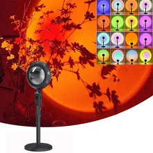 

2021 Rainbow Sunset Projector Atmosphere Led Night Light Home Coffe shop Background Wall Decoration Colorful Lamp
