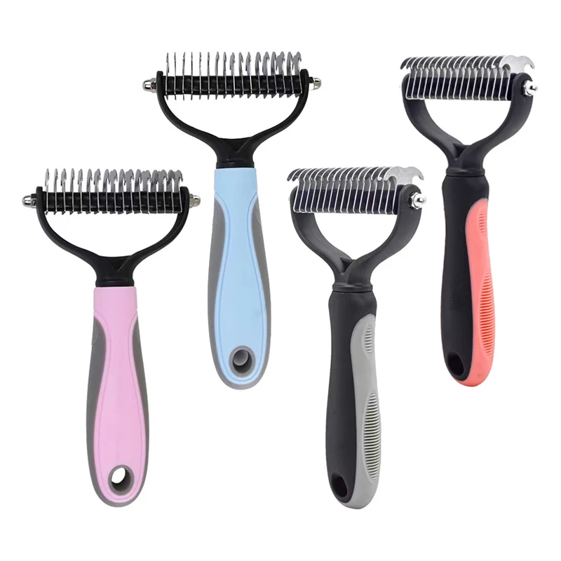 Pet Dematting Comb Double Side Deshedding Comb Blade Dog Brushes
