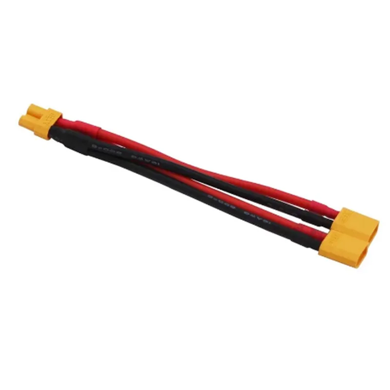 Vue d'ensemble du câble parallèle XT30 10cm 18AWG avec étiquette de spécifications