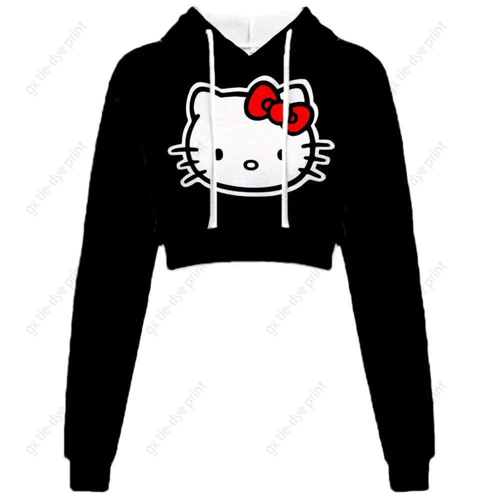 

Funny Hello Kitty Print Women's Hoodies Cute Hoody Street Fashion Harajuku Hip Hop Sweatshirt Woman Streetwear Ladies Pullovers